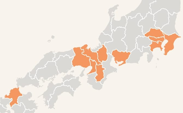関東・関西対応エリアマップ